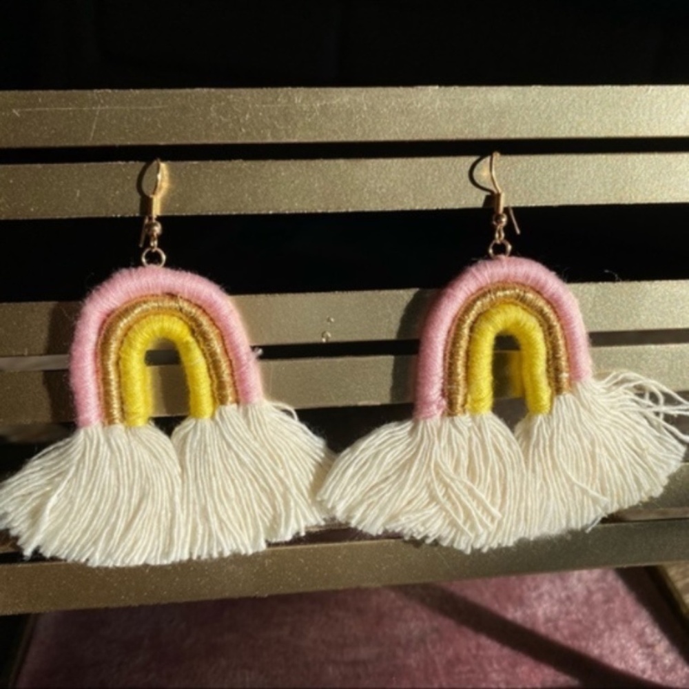 Rainbow pink ethnic stryle retro bohemian boho woman’s earrings AA15